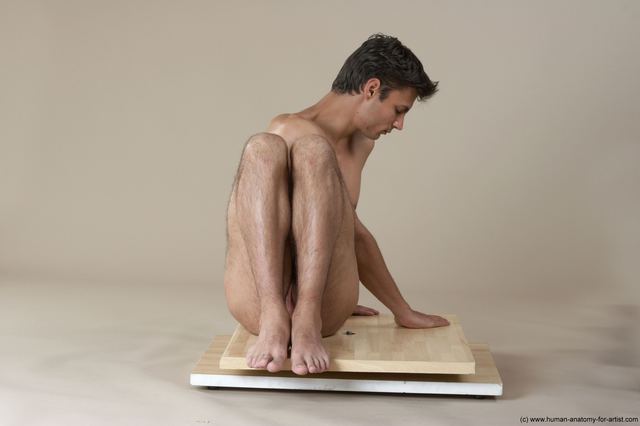Nude Man White Sitting poses - simple Slim Short Black Sitting poses - ALL