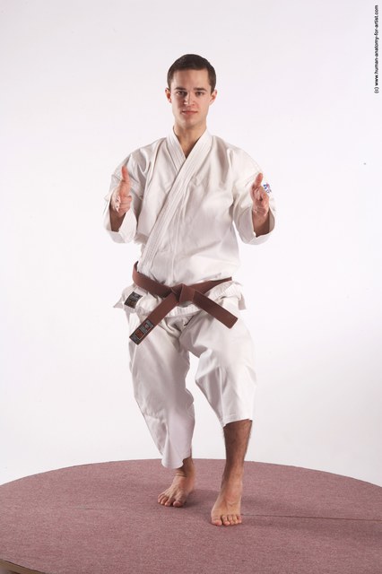 Sportswear Martial art Man White Standing poses - ALL Athletic Short Brown Standing poses - simple