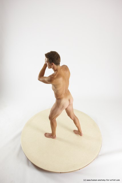 Nude Fighting with gun Man White Standing poses - ALL Athletic Short Brown Standing poses - simple Multi angles poses