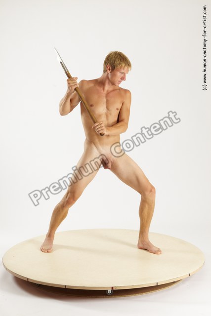 Nude Fighting with axe Man White Standing poses - ALL Athletic Short Brown Standing poses - simple Multi angles poses