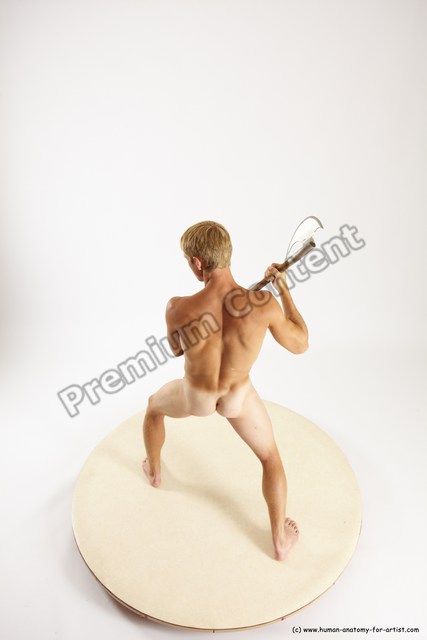 Nude Fighting with axe Man White Standing poses - ALL Athletic Short Brown Standing poses - simple Multi angles poses
