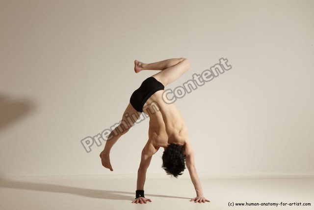Underwear Gymnastic poses Man White Athletic Short Black Dancing Dynamic poses
