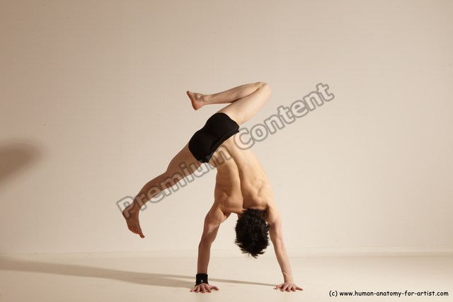 Underwear Gymnastic poses Man White Athletic Short Black Dancing Dynamic poses