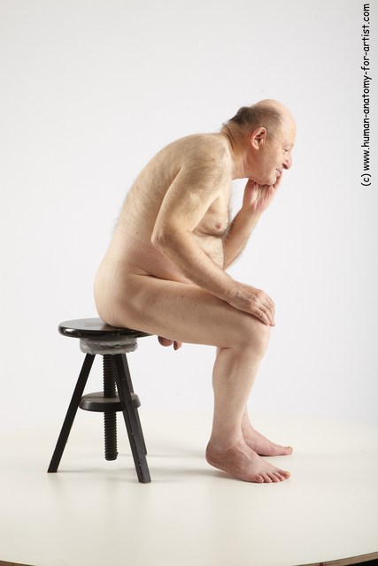 and more Nude Man White Chubby Bald Grey Sitting poses - ALL