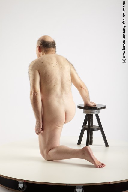 and more Nude Man White Kneeling poses - ALL Chubby Bald Grey Kneeling poses - on one knee