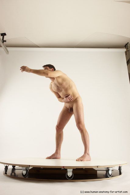 Nude Man White Standing poses - ALL Slim Short Brown Standing poses - bend over Multi angles poses