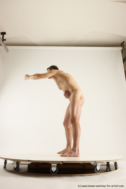 Nude Man White Standing poses - ALL Slim Short Brown Standing poses - bend over Multi angles poses