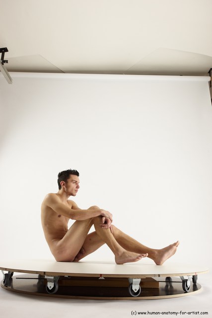 Nude Man White Sitting poses - simple Athletic Short Brown Sitting poses - ALL Multi angles poses