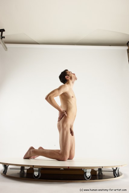 Nude Man White Kneeling poses - ALL Athletic Short Brown Kneeling poses - on both knees Multi angles poses