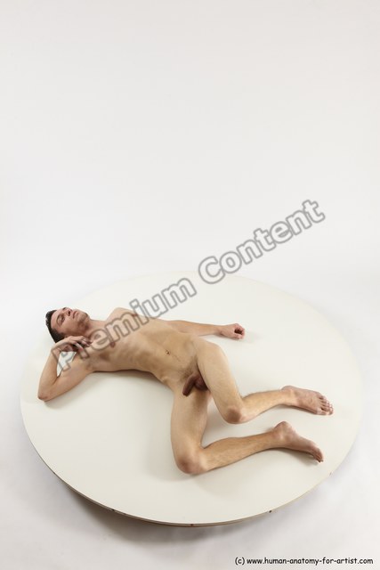 Nude Man White Laying poses - ALL Athletic Short Brown Laying poses - on back Multi angles poses