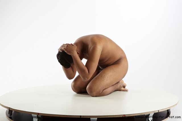 Nude Man Asian Average Short Black Sitting poses - ALL Sitting poses - on knees