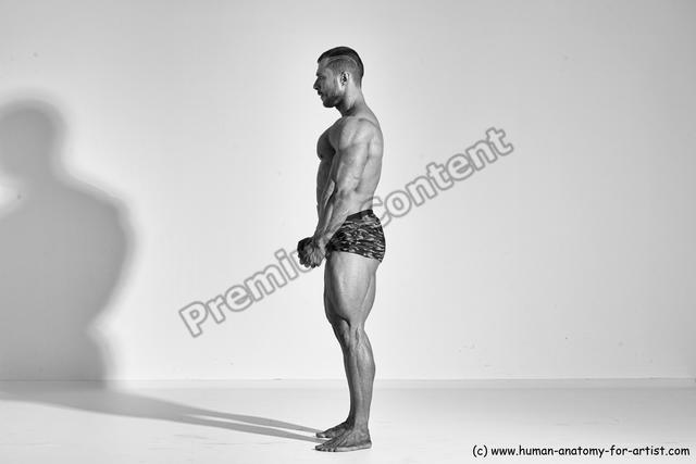 Underwear Man White Moving poses Muscular Short Brown Dynamic poses
