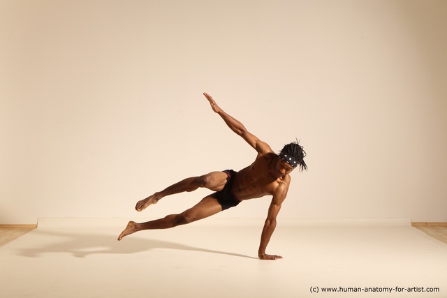 Underwear Man Black Athletic Black Dancing Dreadlocks Dynamic poses