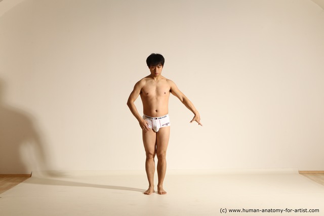 Underwear Man Asian Dynamic poses