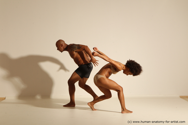 Underwear Woman - Man Black Athletic Dancing Dynamic poses