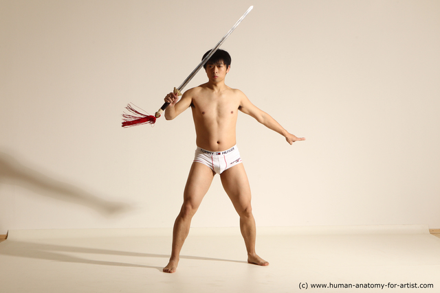 Underwear Fighting Man Asian Athletic Medium Black Dynamic poses