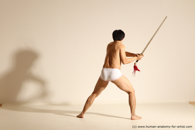 Underwear Fighting Man Asian Athletic Medium Black Dynamic poses