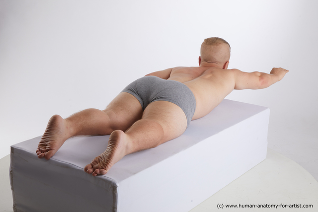 Underwear Man White Laying poses - ALL Average Short Blond Laying poses - on stomach Standard Photoshoot