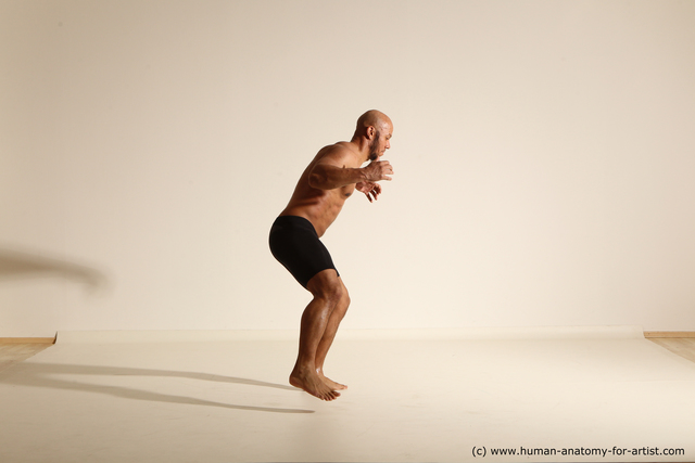 Underwear Man Black Muscular Bald Dancing Dynamic poses