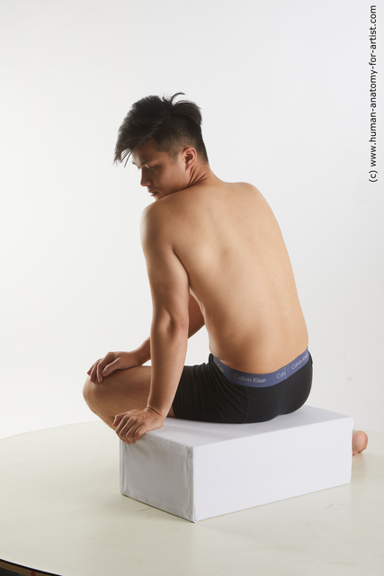 Underwear Man Asian Sitting poses - simple Athletic Short Black Sitting poses - ALL Standard Photoshoot