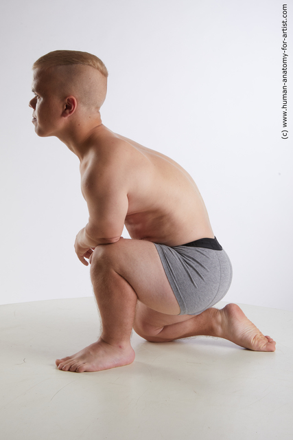 Underwear Man White Kneeling poses - ALL Average Short Brown Kneeling poses - on one knee Standard Photoshoot