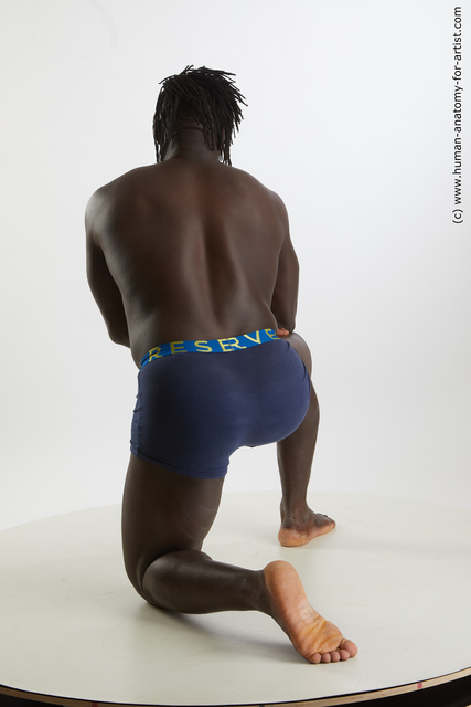 Underwear Man Black Kneeling poses - ALL Muscular Medium Kneeling poses - on one knee Black Standard Photoshoot