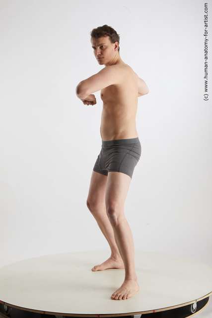 Underwear Man White Standing poses - ALL Slim Short Brown Standing poses - simple Standard Photoshoot