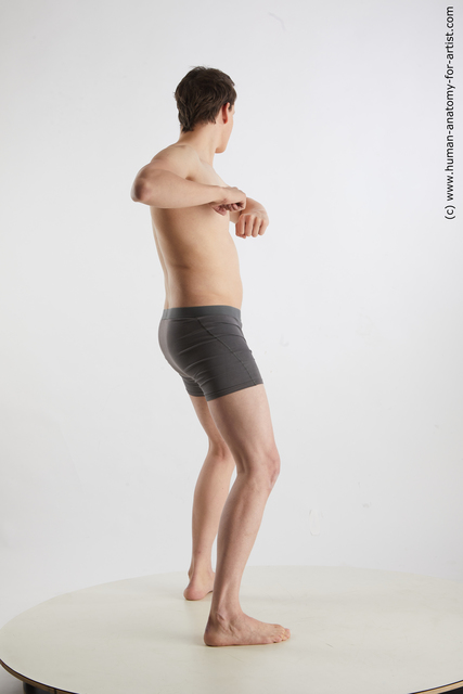 Underwear Man White Standing poses - ALL Slim Short Brown Standing poses - simple Standard Photoshoot