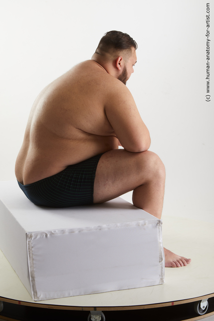 Underwear Man White Sitting poses - simple Overweight Short Black Sitting poses - ALL Standard Photoshoot