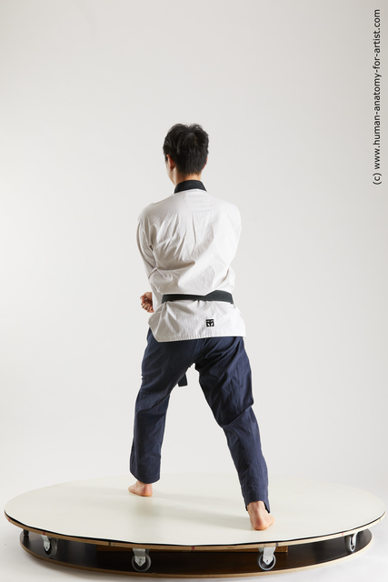 Sportswear Fighting Man Asian Slim Short Black Multi angles poses
