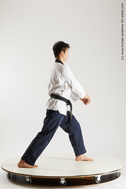 Sportswear Fighting Man Asian Slim Short Black Multi angles poses
