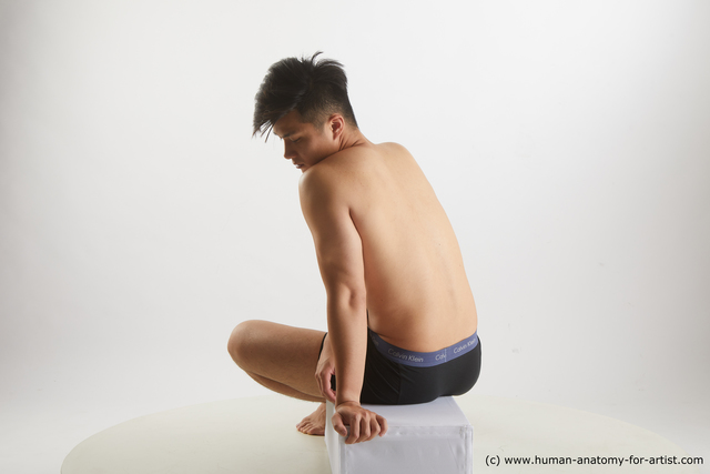 Nude Man Asian Sitting poses - simple Slim Short Black Sitting poses - ALL Standard Photoshoot