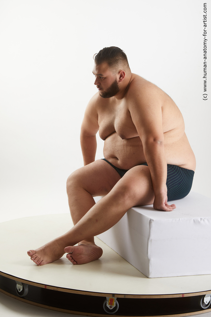 Underwear Man White Sitting poses - simple Overweight Short Black Sitting poses - ALL Standard Photoshoot