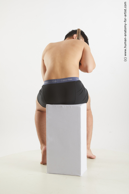 Underwear Man Asian Sitting poses - simple Slim Short Black Sitting poses - ALL Standard Photoshoot
