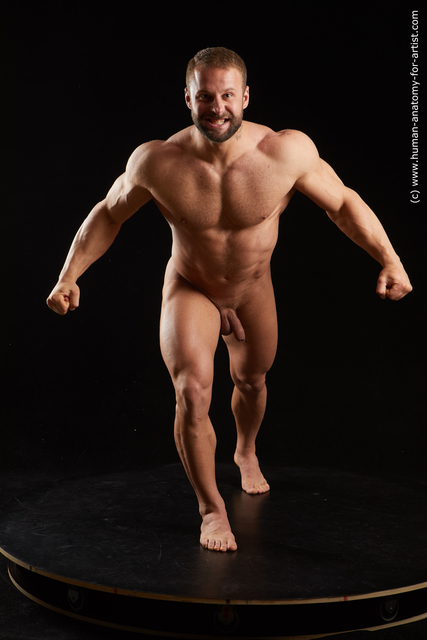 Nude Man White Muscular Short Brown Standard Photoshoot