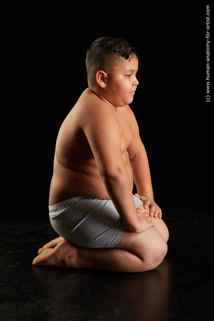 Underwear Man White Kneeling poses - ALL Overweight Short Kneeling poses - on both knees Black Standard Photoshoot