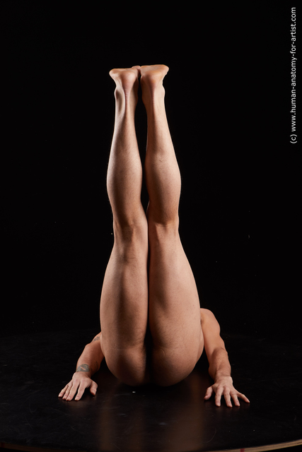 Nude Man Black Laying poses - ALL Athletic Short Brown Laying poses - on back Standard Photoshoot