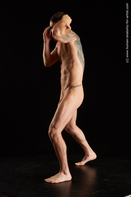 Nude Fighting Man White Standing poses - ALL Athletic Short Brown Standing poses - simple Standard Photoshoot